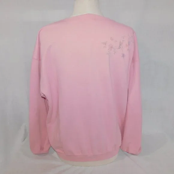 VTG 90s Northern Reflections Womens L Pink Floral Glitter detail  Sweatshirt - Picture 10 of 13
